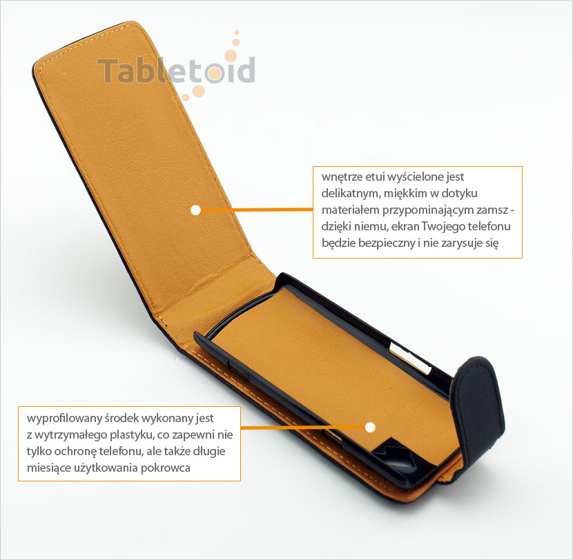 skóropodobny pokrowiec na telefon